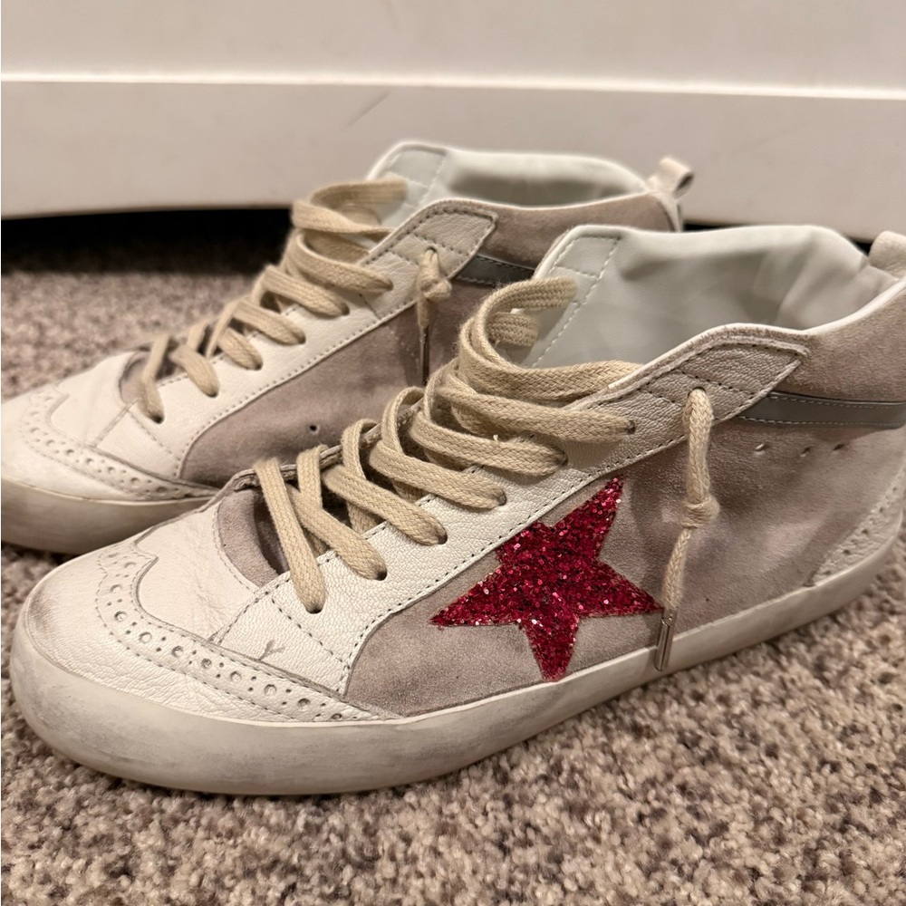 Golden Goose Mid Star White, Grey and Hot pink Sneakers. - Picture 2 of 11